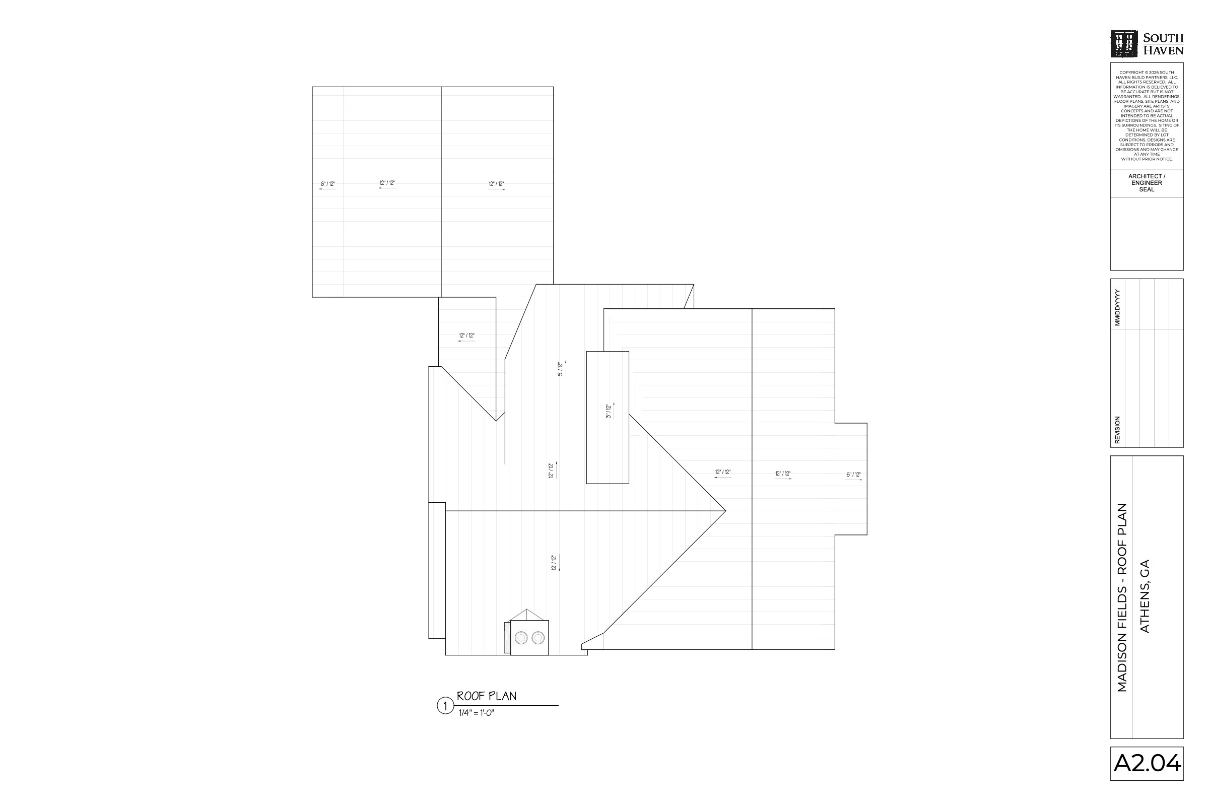 Cottage Four roof plan, architectural drawing
